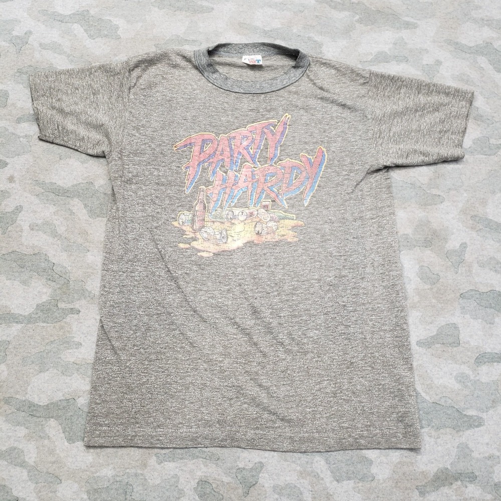 Vintage TNT Shirt Mens Medium Gray Party Hardy Single Stitch